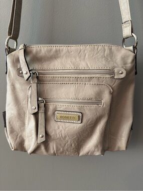 Rosetti Cream Crossbody Bag with Front Zip Pockets